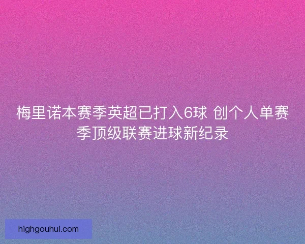 梅里诺本赛季英超已打入6球 创个人单赛季顶级联赛进球新纪录