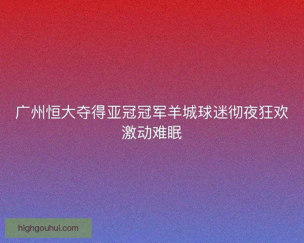 广州恒大夺得亚冠冠军羊城球迷彻夜狂欢激动难眠